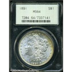1891 S$1 MS64 PCGS. Waves of golden-brown and ocea 1891 S$1 MS64 PCGS.