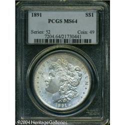 1891 S$1 MS64 PCGS. A couple of touches of olive-g 1891 S$1 MS64 PCGS.