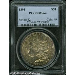 1891 S$1 MS64 PCGS. Well struck with a bright, bri 1891 S$1 MS64 PCGS.