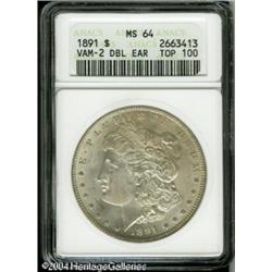 1891 S$1 MS64 ANACS. VAM-2. A Top 100 Variety. Lib 1891 S$1 MS64 ANACS.