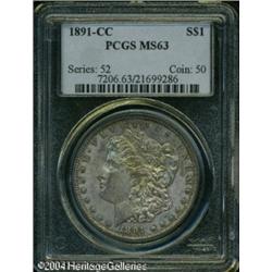 1891-CC S$1 MS63 PCGS. Generally nicely struck, sa 1891-CC S$1 MS63 PCGS.
