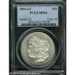 1891-CC S$1 MS64 PCGS. Well struck, except for the 1891-CC S$1 MS64 PCGS.