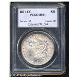 1891-CC S$1 MS64 PCGS. VAM-6. Delicate rose and ol 1891-CC S$1 MS64 PCGS.