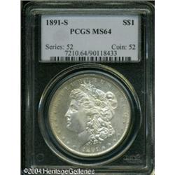 1891-S S$1 MS64 PCGS. Sharply struck, with whisper 1891-S S$1 MS64 PCGS.