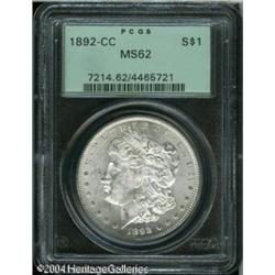 1892-CC S$1 MS62 PCGS. Frosty and untoned, with so 1892-CC S$1 MS62 PCGS.
