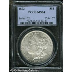 1893 S$1 MS64 PCGS. A lustrous and exceptionally s 1893 S$1 MS64 PCGS.