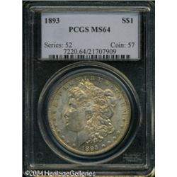 1893 S$1 MS64 PCGS. Well struck, except for the ha 1893 S$1 MS64 PCGS.