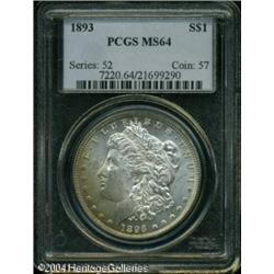 1893 S$1 MS64 PCGS. A film of orange-gold and lave 1893 S$1 MS64 PCGS.