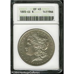 1893-CC S$1 XF45 ANACS. Luster emerges from recess 1893-CC S$1 XF45 ANACS.