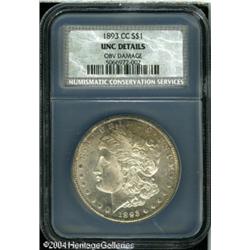 1893-CC S$1 Uncirculated Details, Obverse Damage, NC 1893-CC S$1 Uncirculated Details, Obverse Damag