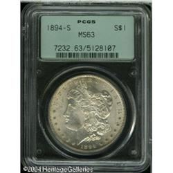 1894-S S$1 MS63 PCGS. This S-mint representative e 1894-S S$1 MS63 PCGS.