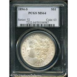 1894-S S$1 MS64 PCGS. Adequately struck, with silv 1894-S S$1 MS64 PCGS.