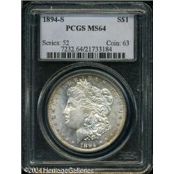 1894-S S$1 MS64 PCGS. A frosty near-Gem with dynam 1894-S S$1 MS64 PCGS.