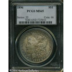 1896 S$1 MS65 PCGS. Deeply toned with a mix of cri 1896 S$1 MS65 PCGS.