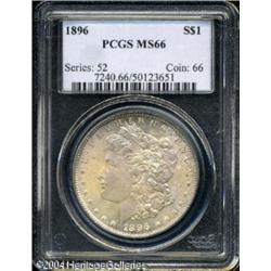 1896 S$1 MS66 PCGS. Lustrous surfaces radiate thro 1896 S$1 MS66 PCGS.