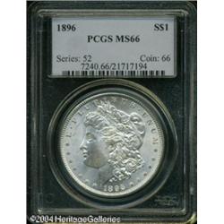1896 S$1 MS66 PCGS. Pleasing silver-gray surfaces 1896 S$1 MS66 PCGS.
