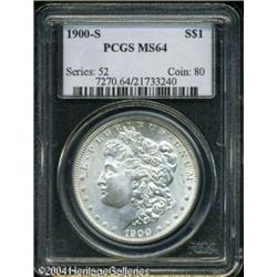 1900-S S$1 MS64 PCGS. Well struck, with bright lus 1900-S S$1 MS64 PCGS.
