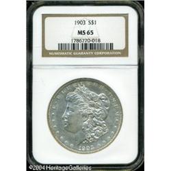 1903 S$1 MS65 NGC. Well struck, save for softness 1903 S$1 MS65 NGC.