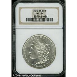 1904-O S$1 MS66 NGC. A brilliant, crisply struck, 1904-O S$1 MS66 NGC.