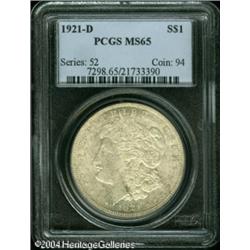 1921-D S$1 MS65 PCGS. Even, hazy toning on the obv 1921-D S$1 MS65 PCGS.