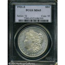 1921-S S$1 MS65 PCGS. Well struck, with light oliv 1921-S S$1 MS65 PCGS.