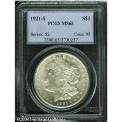 1921-S S$1 MS65 PCGS. A lustrous apricot-tinged Ge 1921-S S$1 MS65 PCGS.