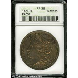 1904 S$1 PR58 ANACS. Medium gold patina with sky-b 1904 S$1 PR58 ANACS.