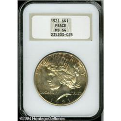 1921 S$1 MS64 NGC. Well struck with thick, frosty 1921 S$1 MS64 NGC.