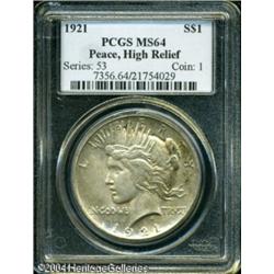 1921 S$1 MS64 PCGS. Pastel bluish, violet, olive, 1921 S$1 MS64 PCGS.
