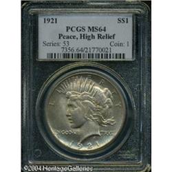 1921 S$1 MS64 PCGS. A thin veneer of olive-gold co 1921 S$1 MS64 PCGS.
