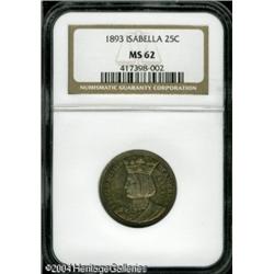 1893 25C Isabella Quarter MS62 NGC. Golden-brown p 1893 25C Isabella Quarter MS62 NGC.