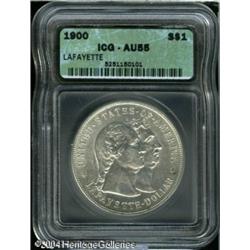 1900 S$1 Lafayette Dollar AU55 ICG. DuVall 1-B. A 1900 S$1 Lafayette Dollar AU55 ICG.