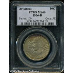 1936-D 50C Arkansas MS66 PCGS. Pale bluish-gray to 1936-D 50C Arkansas MS66 PCGS.