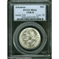 1938-D 50C Arkansas MS66 PCGS. Lustrous surfaces a 1938-D 50C Arkansas MS66 PCGS.
