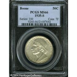 1935-S 50C Boone MS66 PCGS. Speckles of olive-gray 1935-S 50C Boone MS66 PCGS.