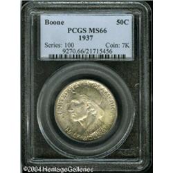 1937 50C Boone MS66 PCGS. Speckles of lavender and 1937 50C Boone MS66 PCGS.
