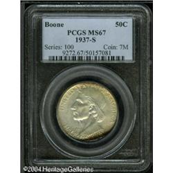 1937-S 50C Boone MS67 PCGS. Very lightly toned wit 1937-S 50C Boone MS67 PCGS.