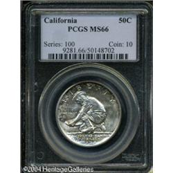 1925-S 50C California MS66 PCGS. Aqua, russet, and 1925-S 50C California MS66 PCGS.