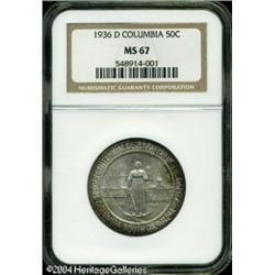 1936-D 50C Columbia MS67 NGC. Exquisitely toned in 1936-D 50C Columbia MS67 NGC.