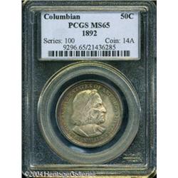 1892 50C Columbian MS65 PCGS. A lovely rainbow of 1892 50C Columbian MS65 PCGS.