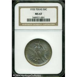 1935 50C Texas MS67 NGC. Bluish-gray patina is acc 1935 50C Texas MS67 NGC.