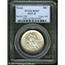 1937-D 50C Texas MS67 PCGS. Bright sever-gray surf 1937-D 50C Texas MS67 PCGS.