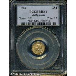 1903 G$1 Louisiana Purchase/Jefferson MS64 PCGS. W 1903 G$1 Louisiana Purchase/Jefferson MS64 PCGS.