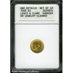 1905 G$1 Lewis and Clark--Damaged, Ex Jewelry, Clean 1905 G$1 Lewis and Clark--Damaged, Ex Jewelry, 