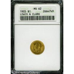 1905 G$1 Lewis and Clark MS62 ANACS. Nicely struck 1905 G$1 Lewis and Clark MS62 ANACS.