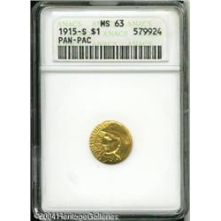 1915-S G$1 Panama-Pacific Gold Dollar MS63 ANACS. 1915-S G$1 Panama-Pacific Gold Dollar MS63 ANACS.