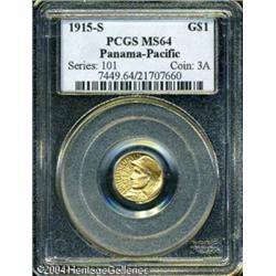 1915-S G$1 Panama-Pacific Gold Dollar MS64 PCGS. A 1915-S G$1 Panama-Pacific Gold Dollar MS64 PCGS.