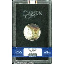 1884-CC S$1 MS63 S NGC. Iridescent apple-green, r 1884-CC S$1 MS63 S NGC.