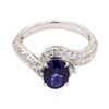 Image 2 : 1.48 ctw Sapphire and Diamond Ring - 18KT White Gold