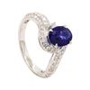 Image 4 : 1.48 ctw Sapphire and Diamond Ring - 18KT White Gold